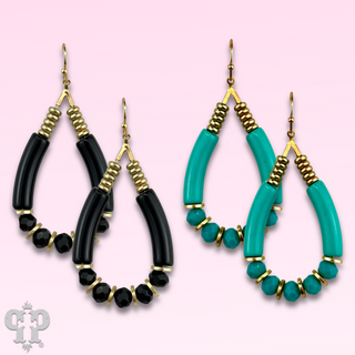 Bamboo tube and faceted bead earring