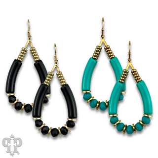 Bamboo tube and faceted bead earring