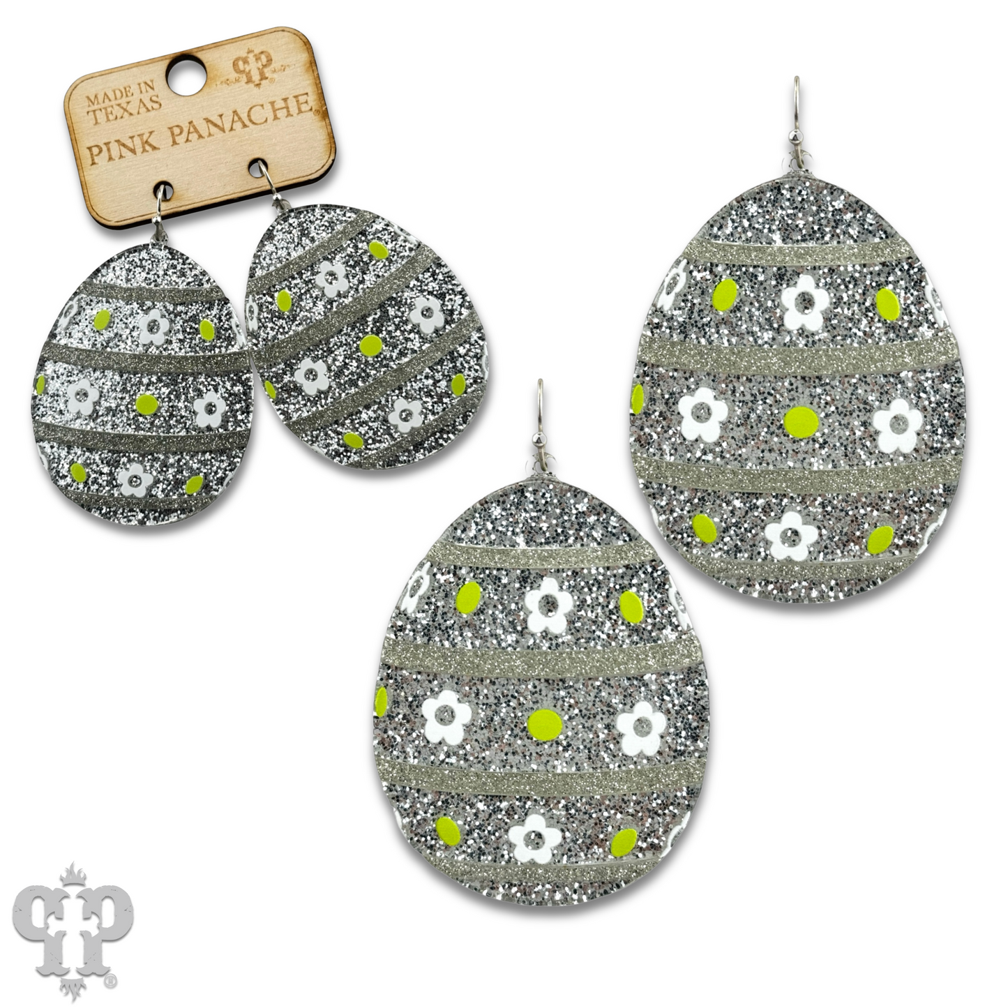 Silver glitter Easter egg earing, last call