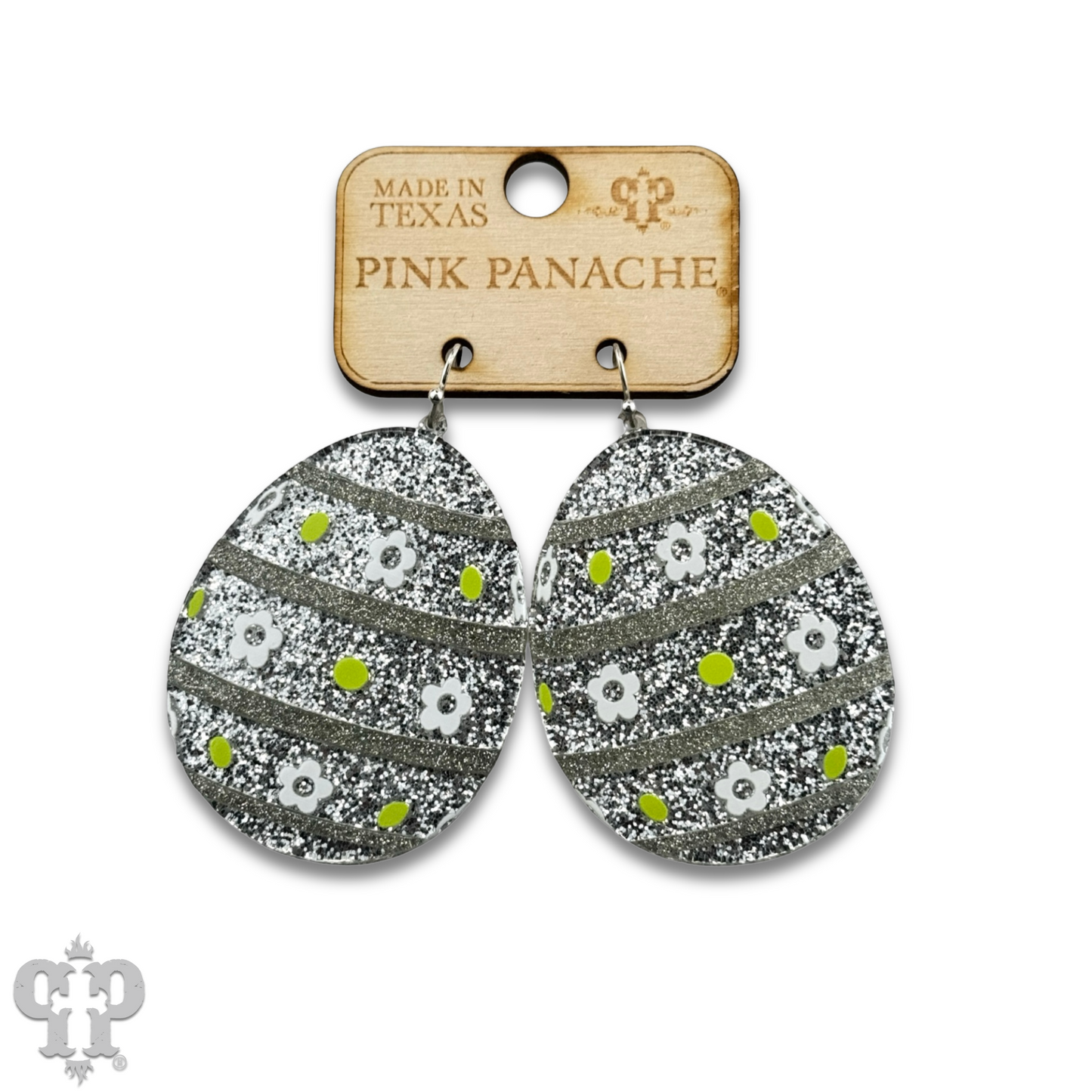 Silver glitter Easter egg earing, last call