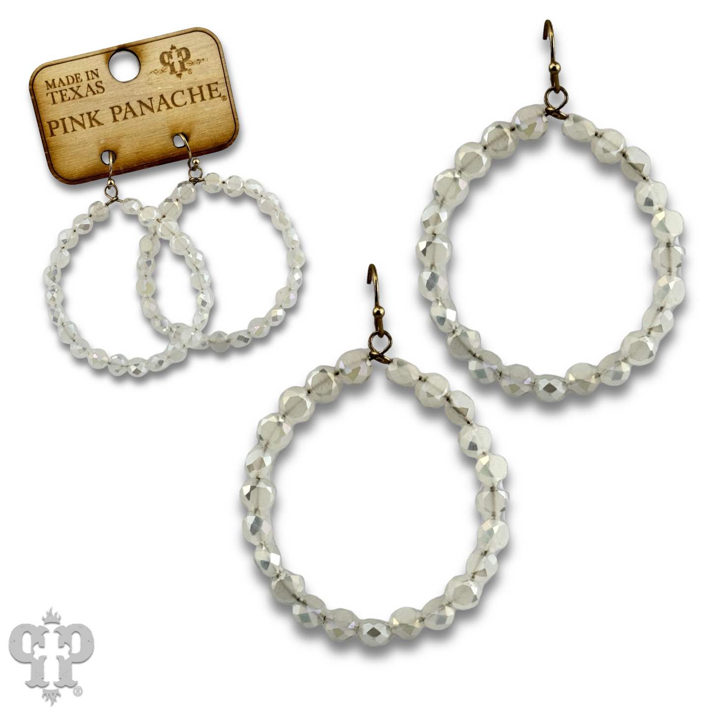 Faceted coin bead circle earring, last call