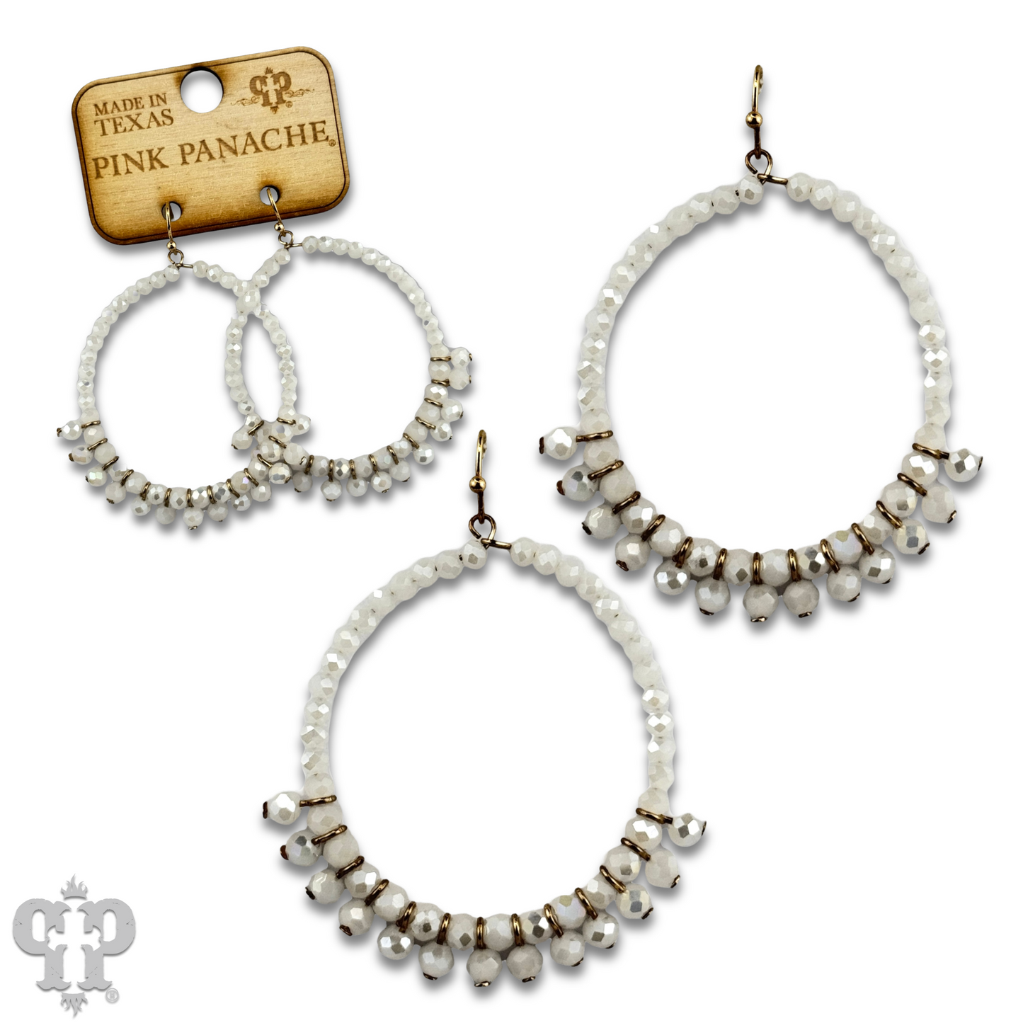 Faceted bead fringe circle shape earring, last call