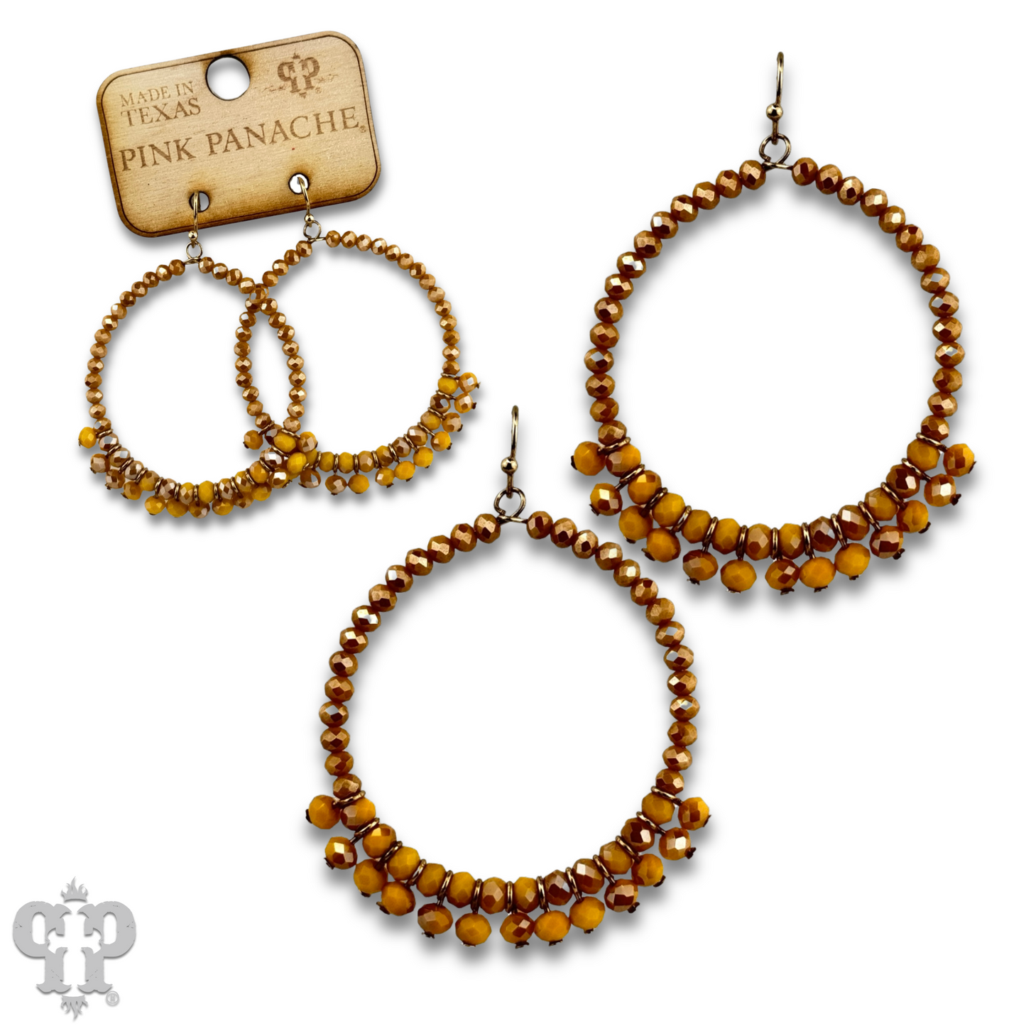 Faceted bead fringe circle shape earring, last call