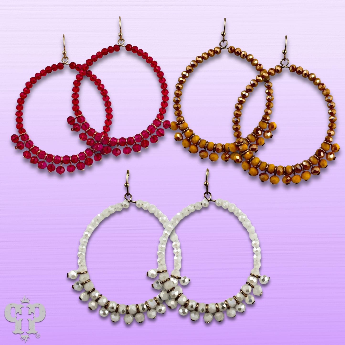 Faceted bead fringe circle shape earring, last call