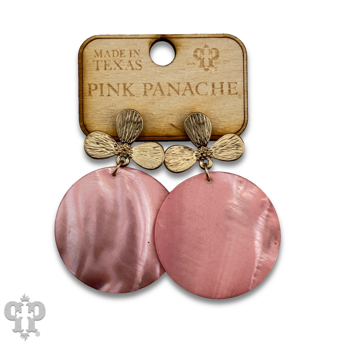 Pink shell disc earring, last call