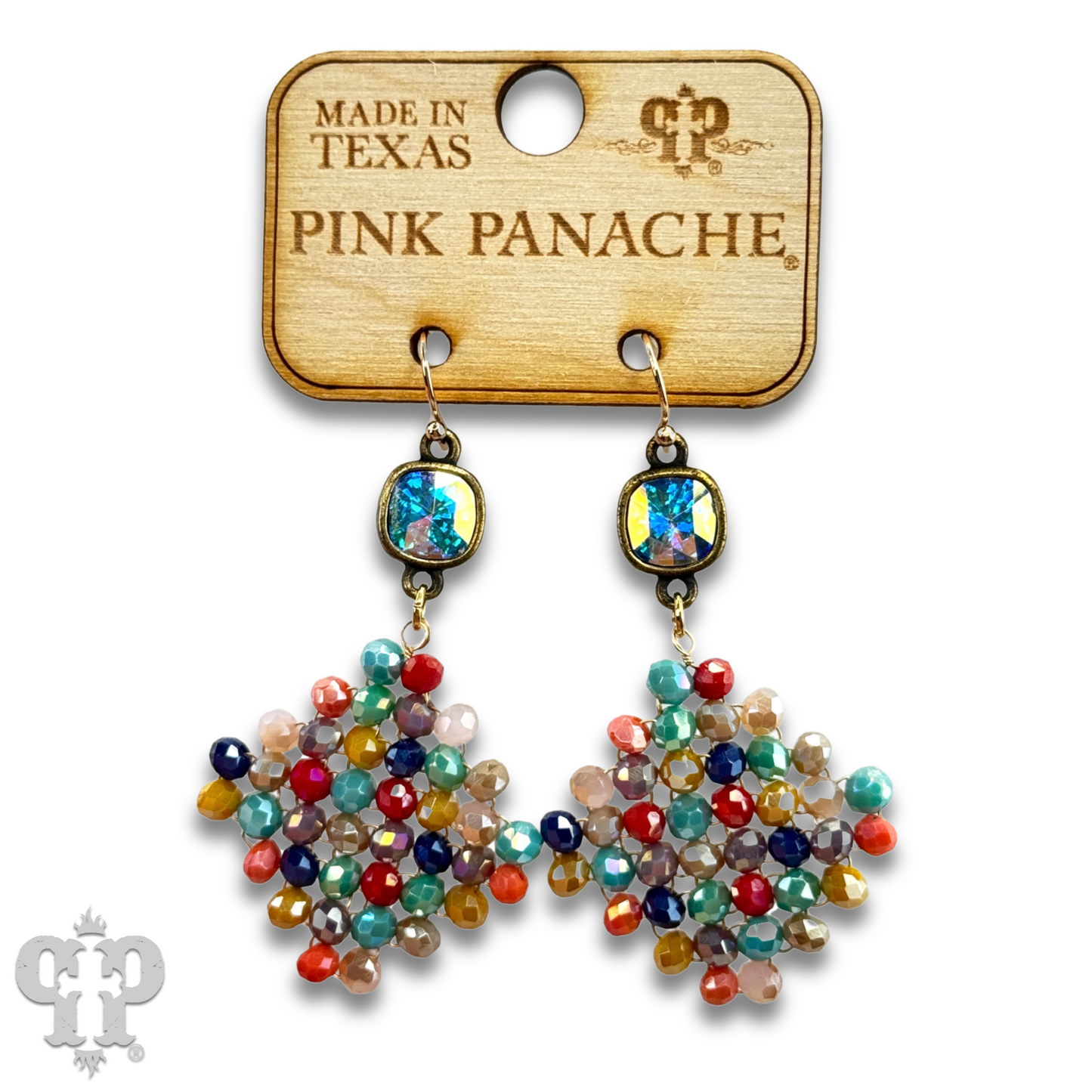 Faceted bead diamond shape earring with Austrian crystal