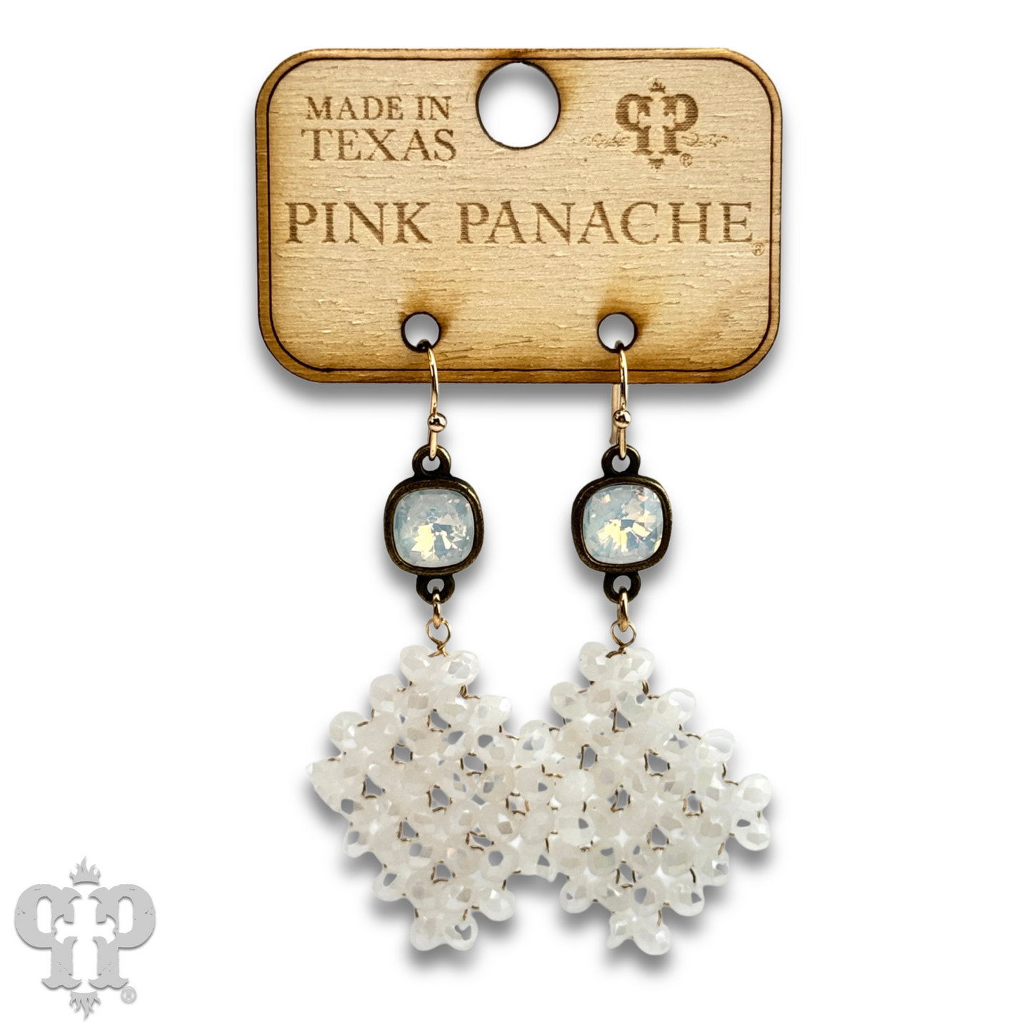 Faceted bead diamond shape earring with Austrian crystal