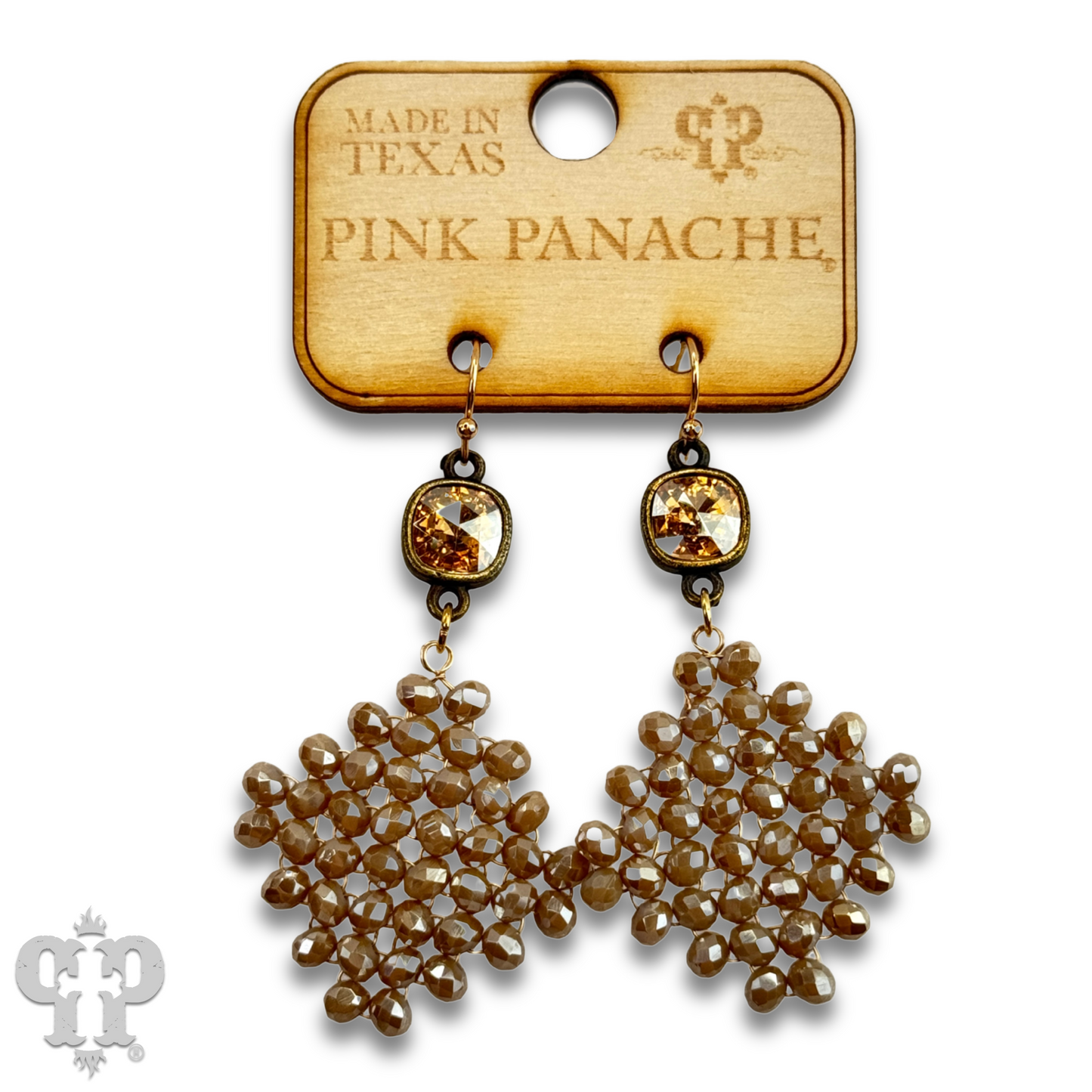 Faceted bead diamond shape earring with Austrian crystal