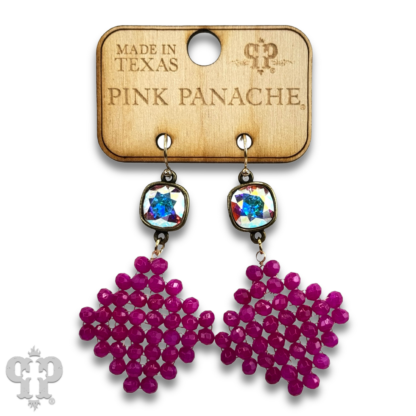 Faceted bead diamond shape earring with Austrian crystal