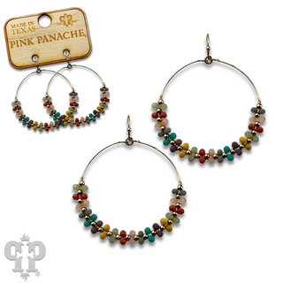 Seed bead wrapped circle earring