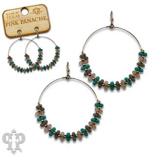 Seed bead wrapped circle earring