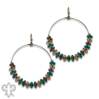 Seed bead wrapped circle earring