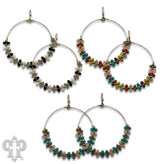 Seed bead wrapped circle earring