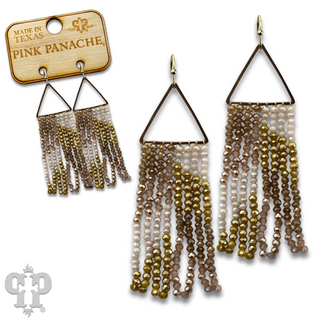Triangle and bead fringe earring with Austrian crystal