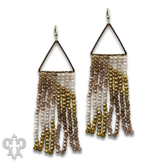 Triangle and bead fringe earring with Austrian crystal