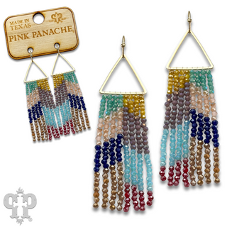 Triangle and bead fringe earring with Austrian crystal