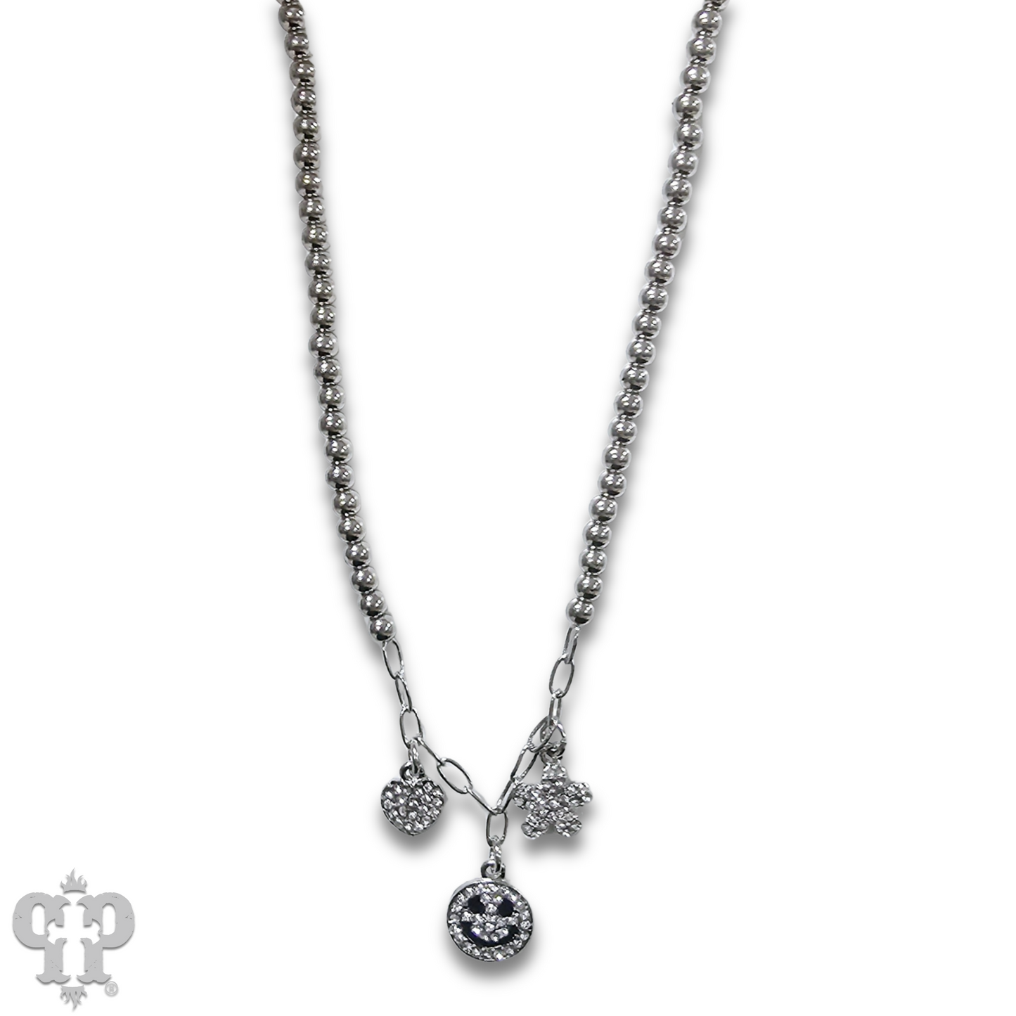 Rhinestone happy charm chain necklace, last call