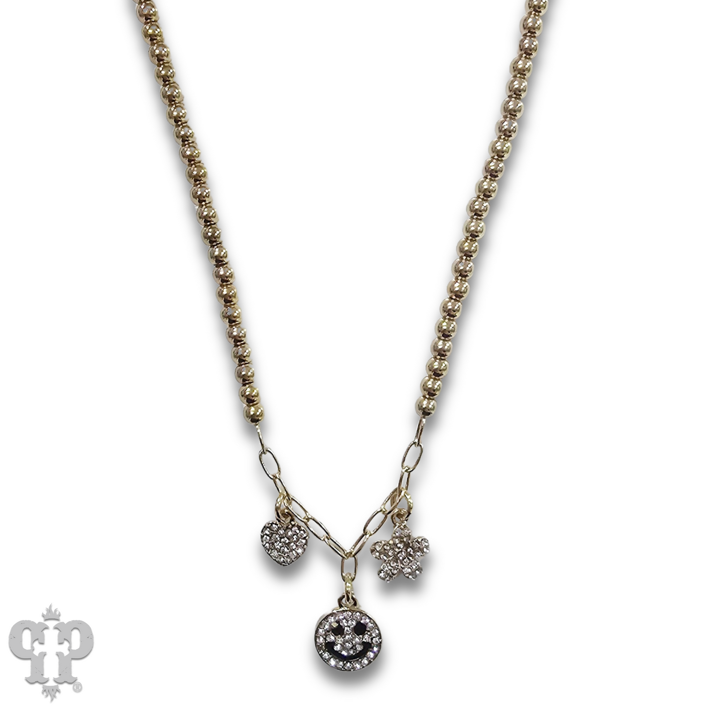 Rhinestone happy charm chain necklace, last call