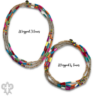 Vibrant multi-color endless strand necklace