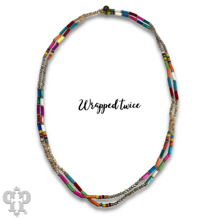Vibrant multi-color endless strand necklace