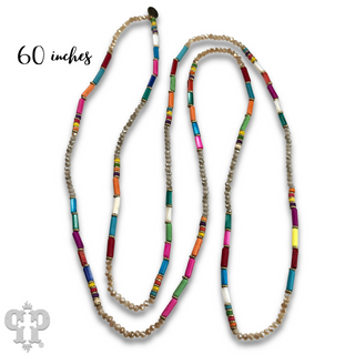 Vibrant multi-color endless strand necklace