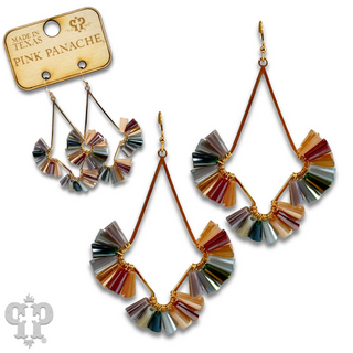 Teardrop earring with fluted beads