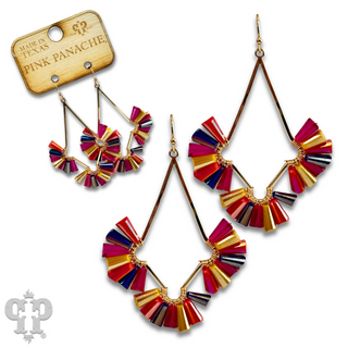 Teardrop earring with fluted beads