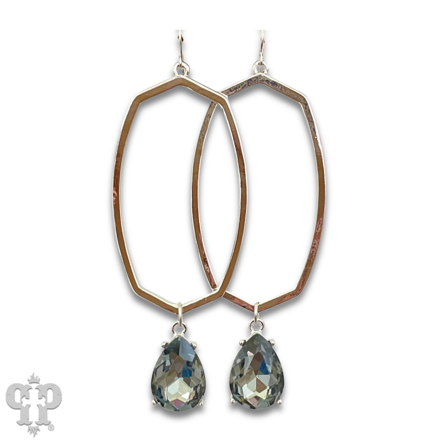 Hexagon and teardrop charm earring, last call