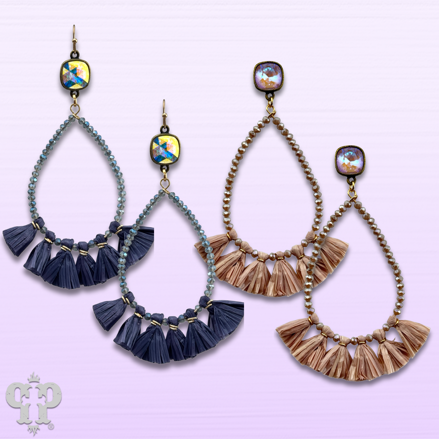 Fringe teardrop earring with Austrian crystal