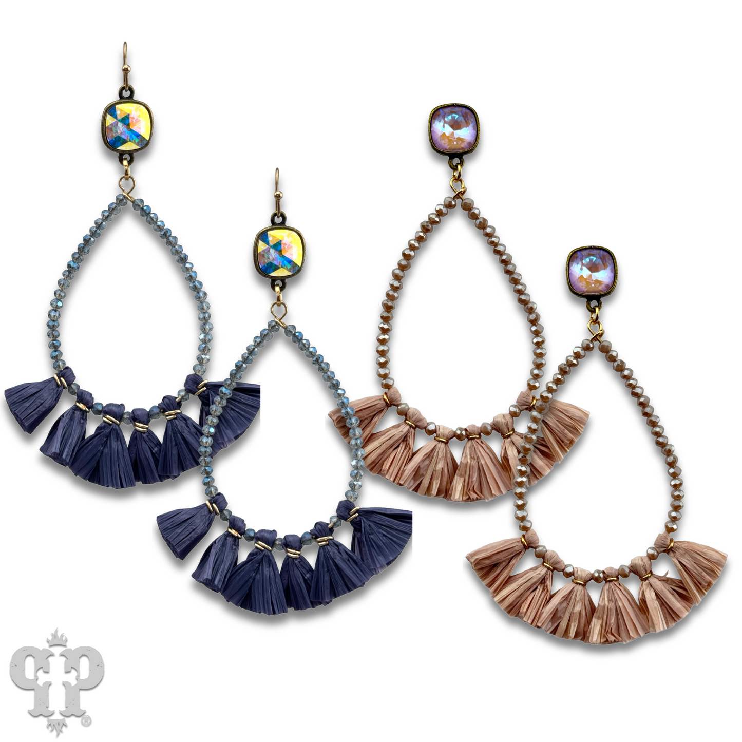 Fringe teardrop earring with Austrian crystal