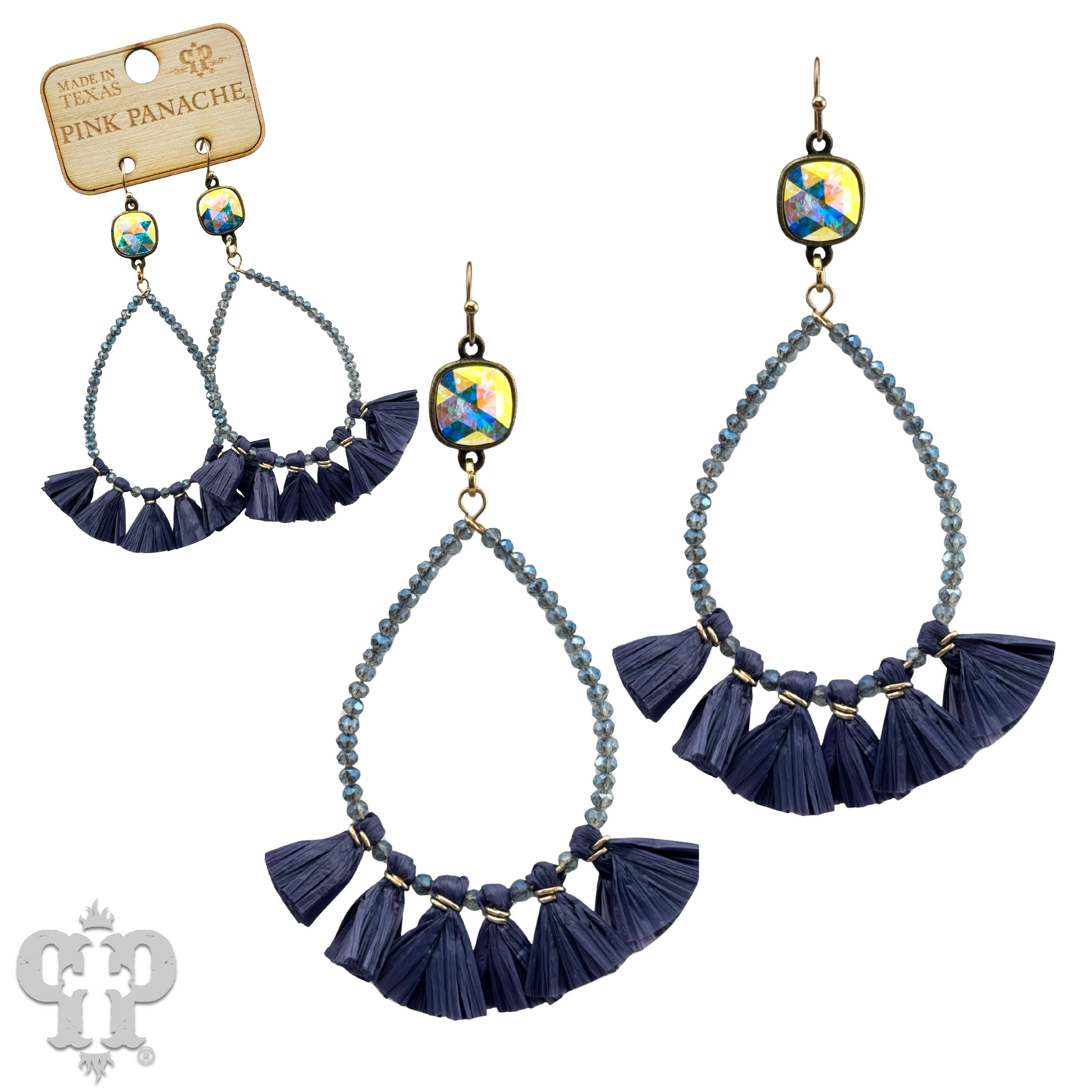 Fringe teardrop earring with Austrian crystal