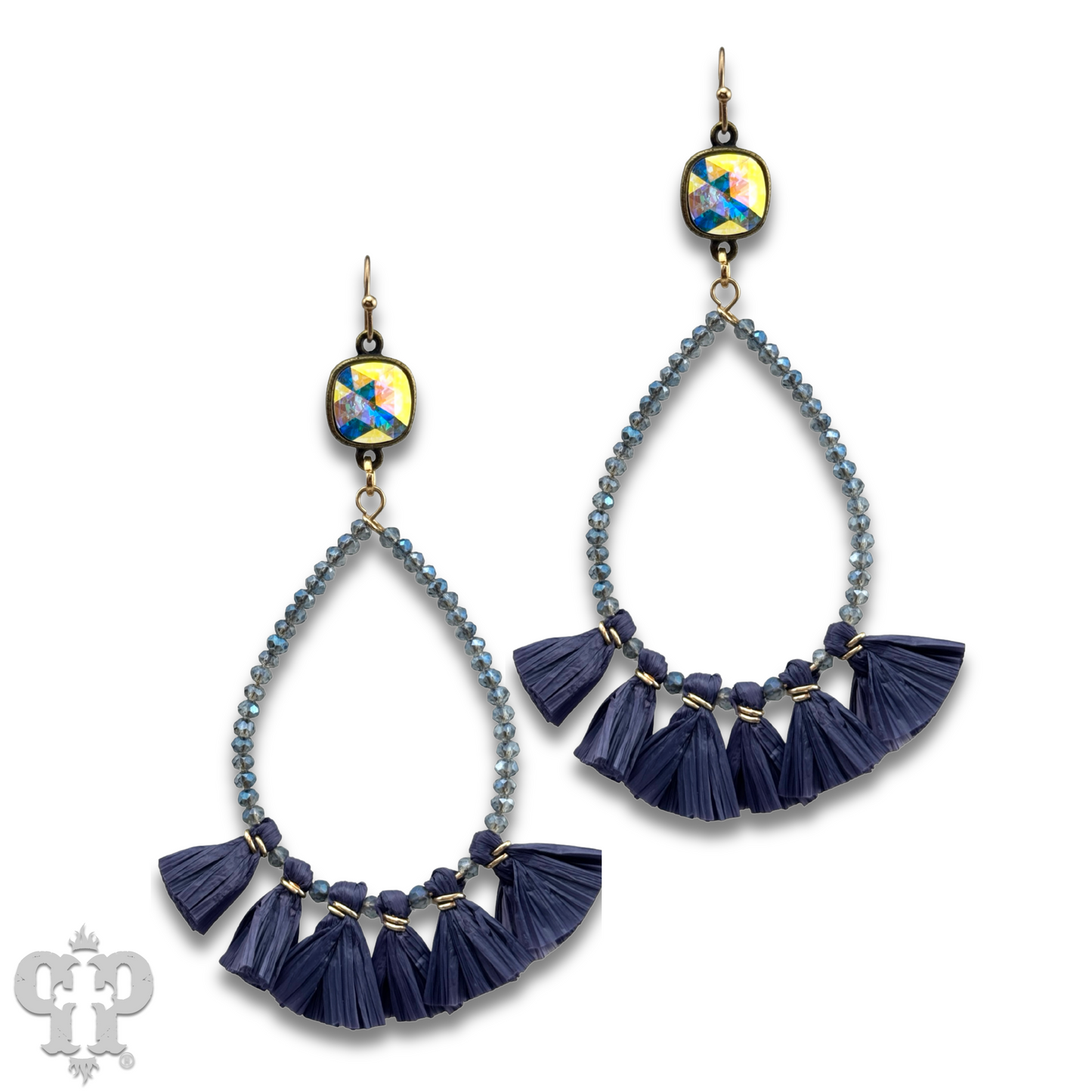 Fringe teardrop earring with Austrian crystal