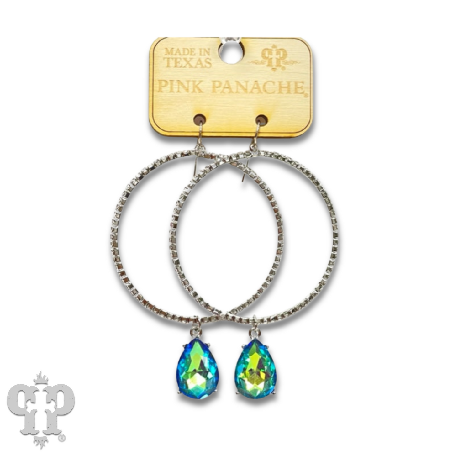 Rhinestone rimmed circle earring, last call