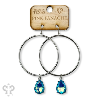 Turquoise blue rhinestone teardrop earring