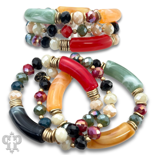 Faceted bead and bamboo tube bracelet