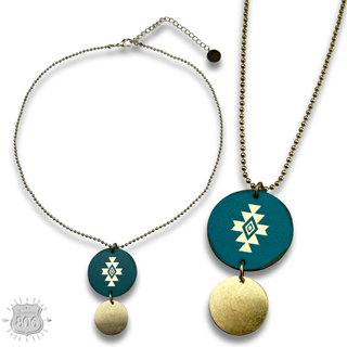 Aztec embossed pendant necklace