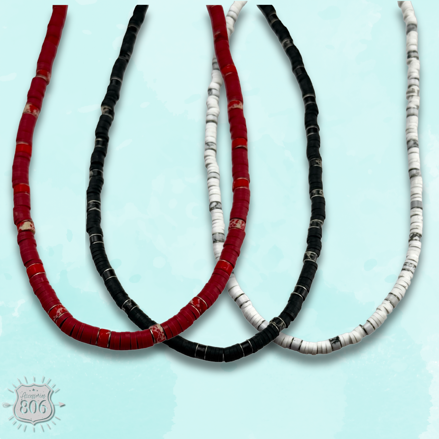 Rubber disc bead necklace, last call