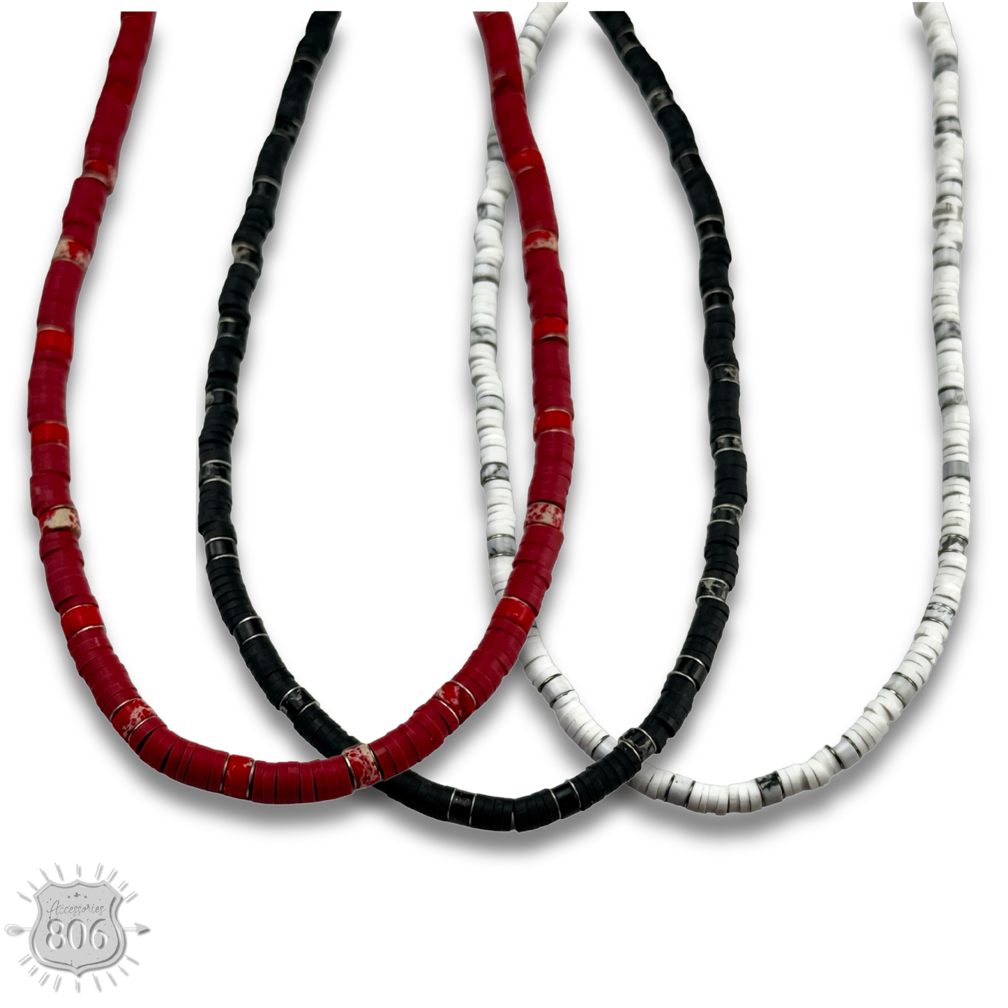 Rubber disc bead necklace, last call