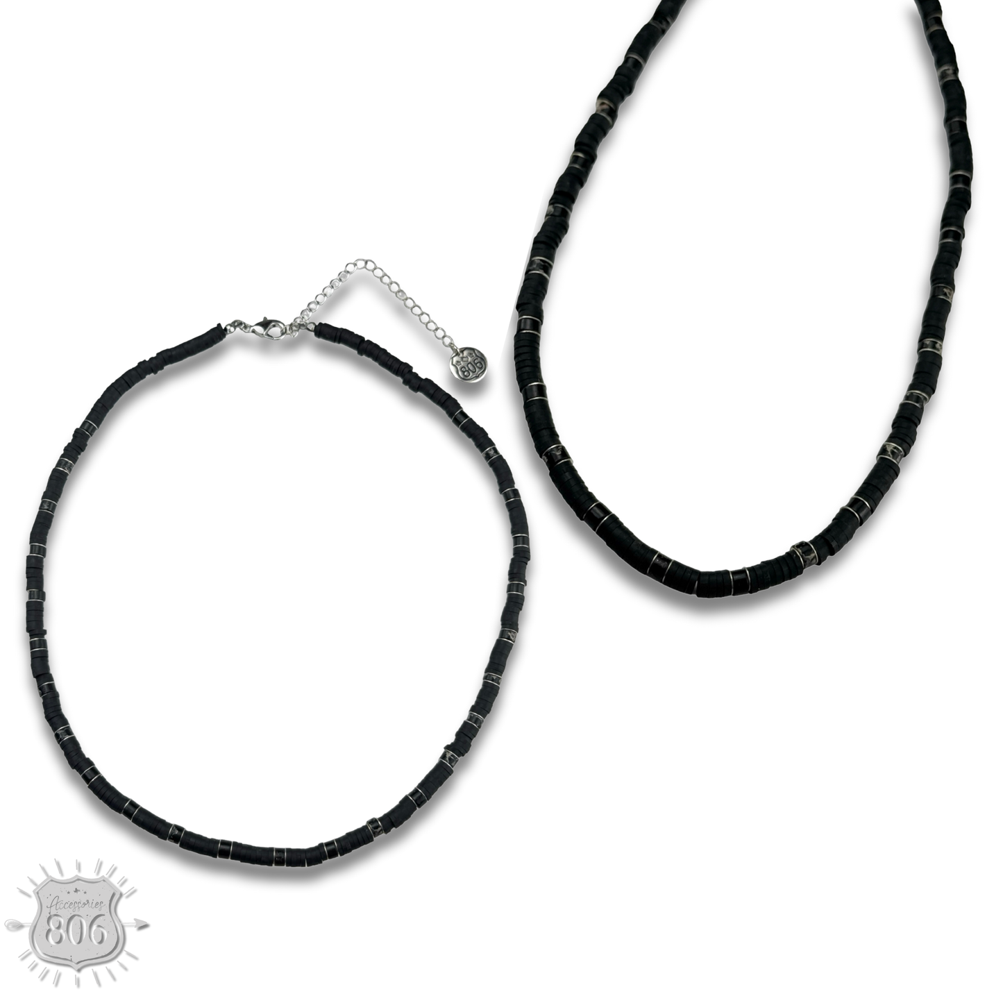 Rubber disc bead necklace, last call