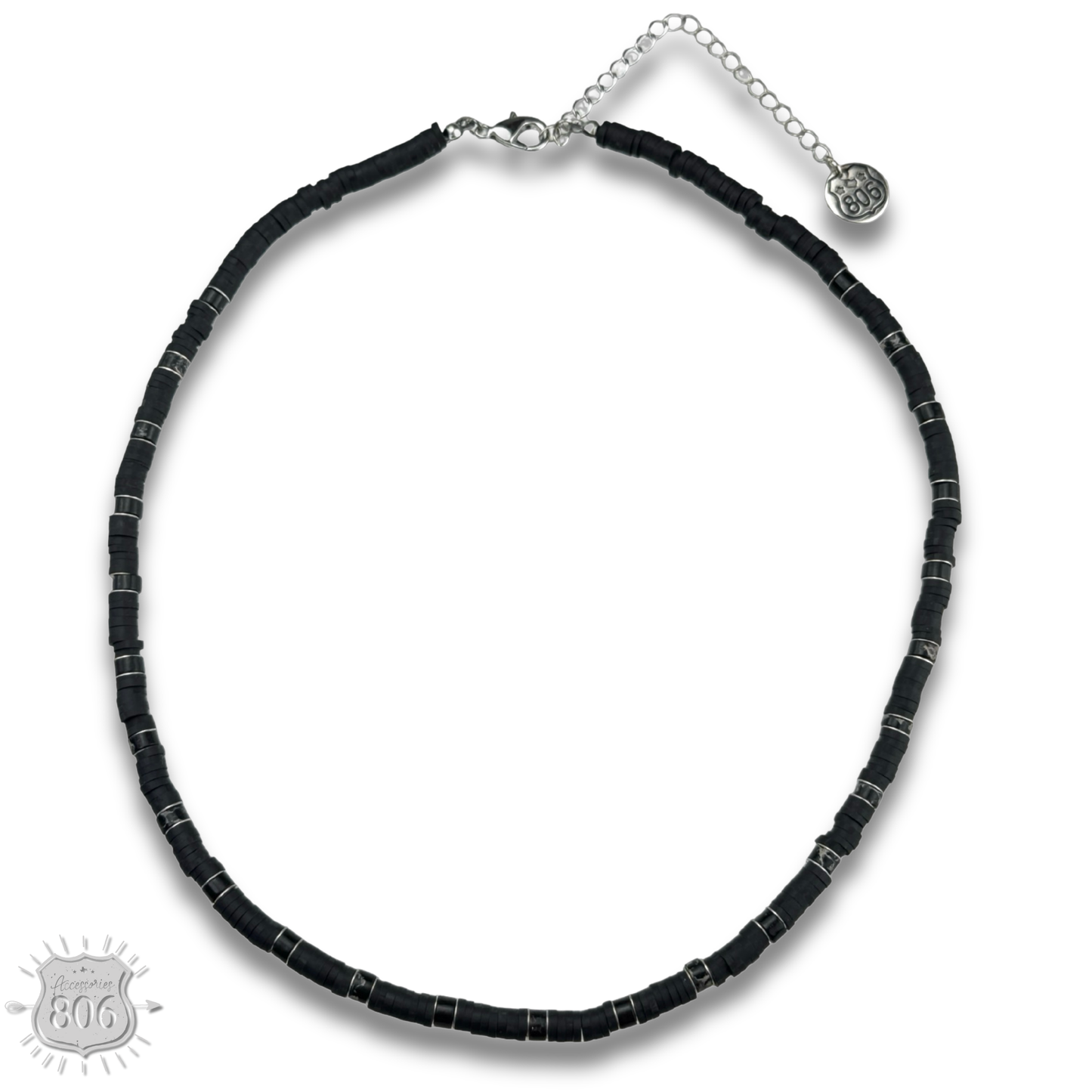 Rubber disc bead necklace, last call
