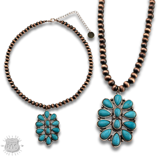 Stone oval flower necklace