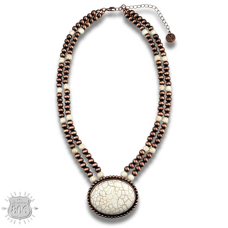 Western two strand bead and stone necklace