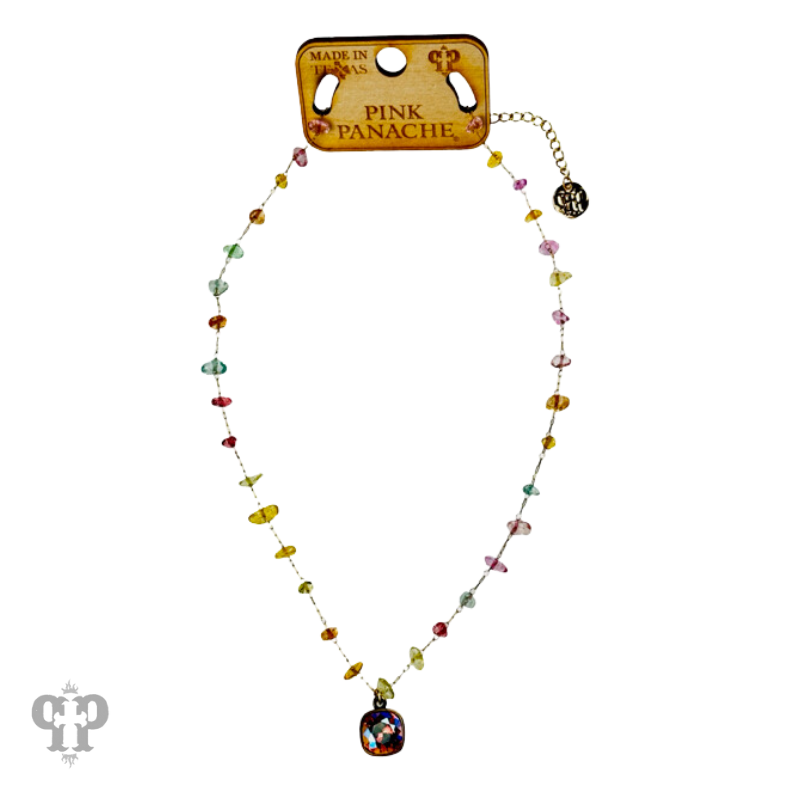 Multi-color stone necklace, Austrian crystal