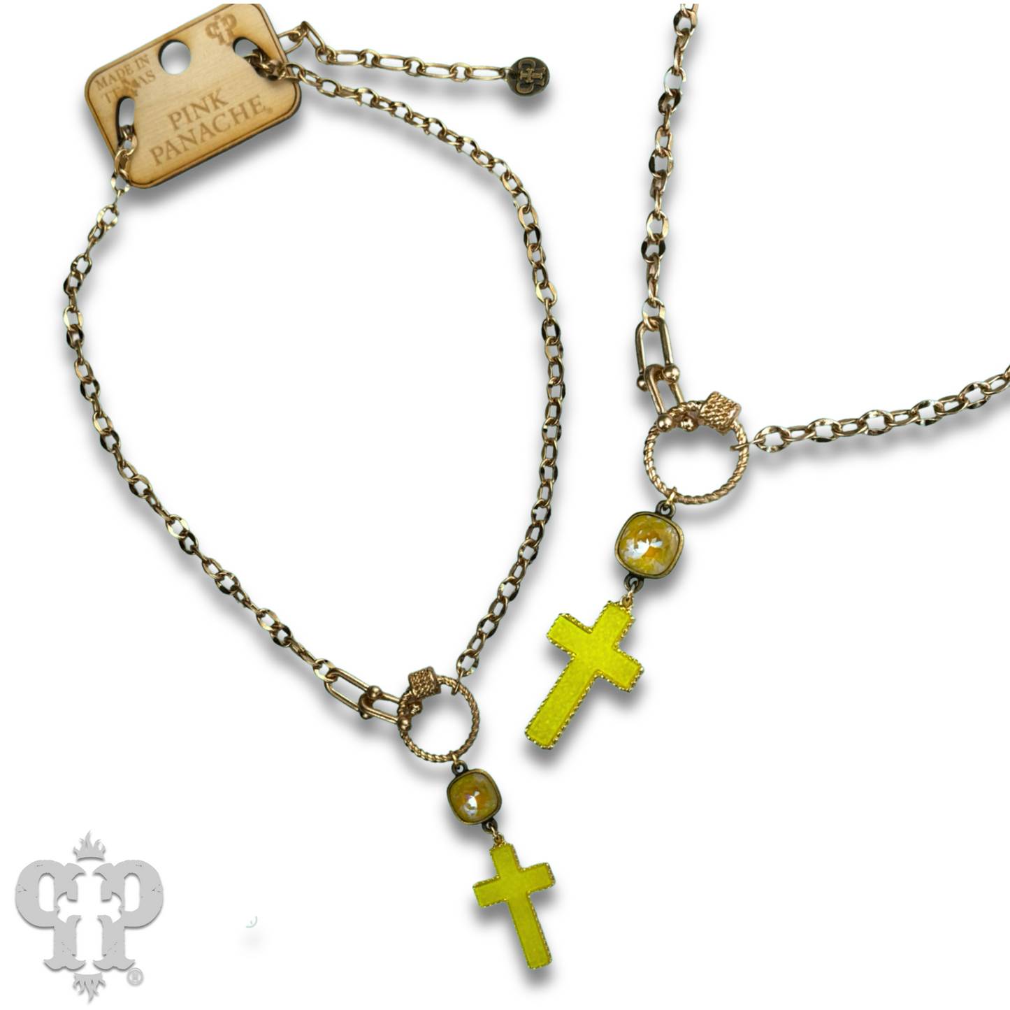 Neon cross necklace, Austrian crystal