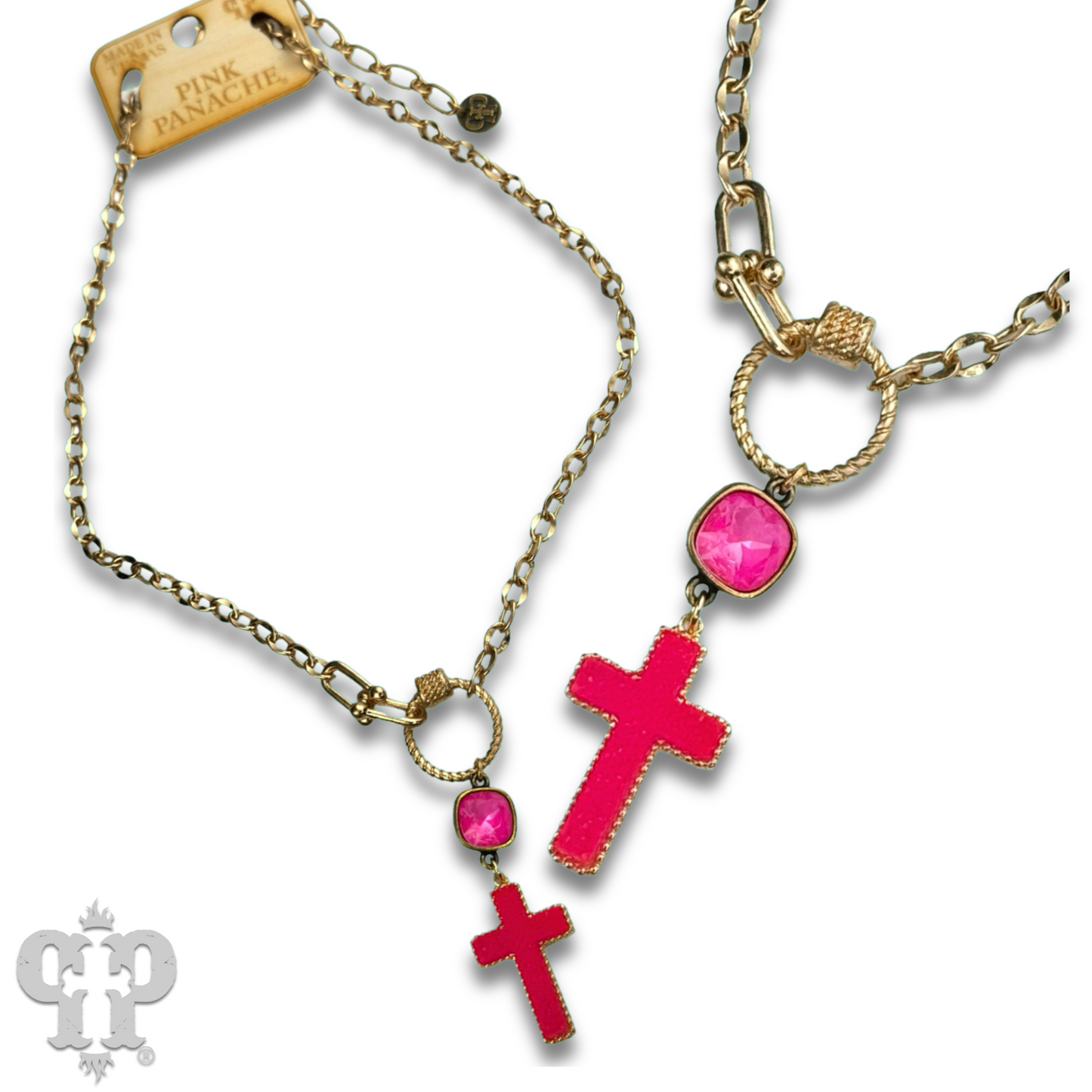 Neon cross necklace, Austrian crystal