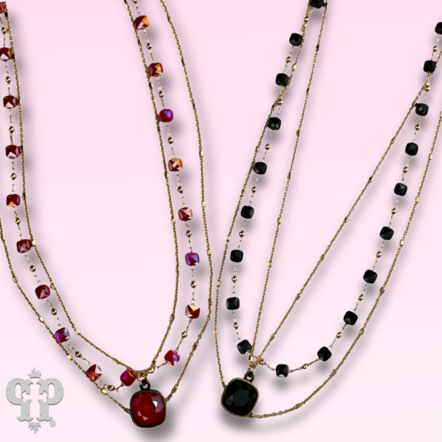 Delicate gold chain and faceted bead Austrian crystal drop necklace