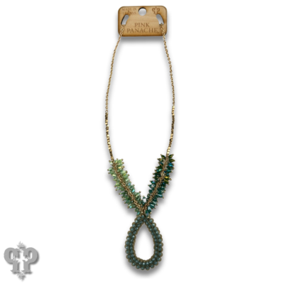 Ombre cluster bead necklace with teardrop pendant