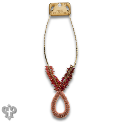 Ombre cluster bead necklace with teardrop pendant