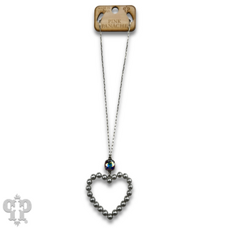 Pearl open heart chain necklace with Austrian crystal