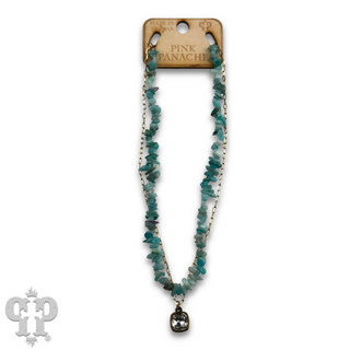 Chunky stone chip necklace with Austrian crystal